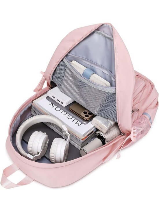 Stylish Big Student Laptop Backpack for College & High School Girls - Pink main image 4